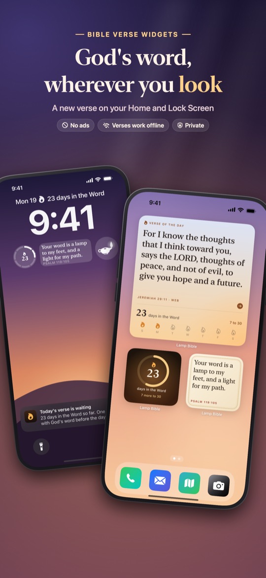 Bible verse widgets on the Home Screen and Lock Screen